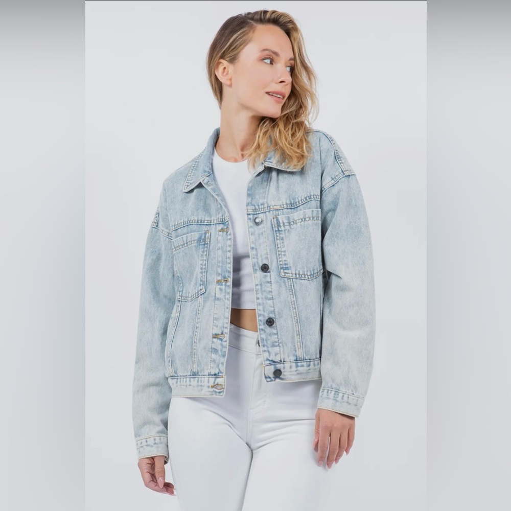 NEW • Oversized Trucker Denim Jacket • Vintage Wash Jean Jacket